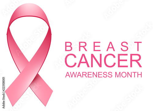 Pink ribbon loop symbol breast cancer awareness month
