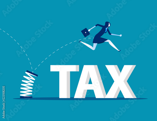 Business jumping from spring. Concept business vector illustration, Flat cartoon design, Character style.