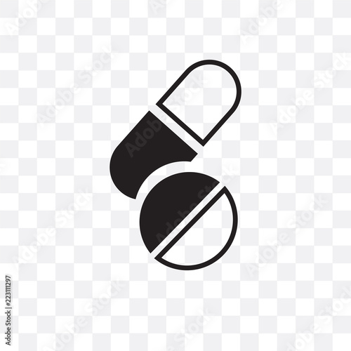 pills icon isolated on transparent background. Simple and editable pills icons. Modern icon vector illustration.