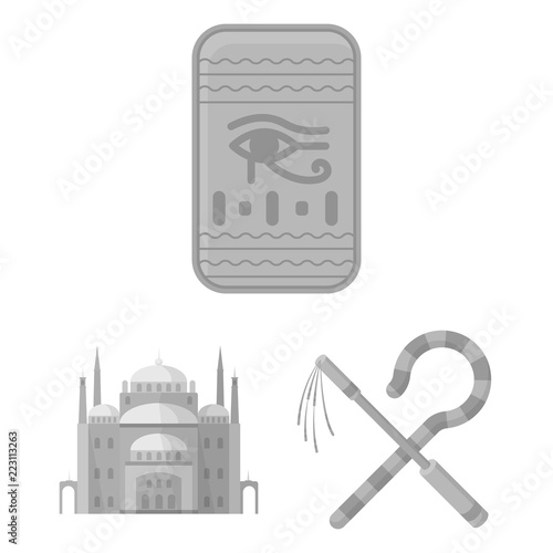 Ancient Egypt monochrome icons in set collection for design. The reign of Pharaoh vector symbol stock web illustration.