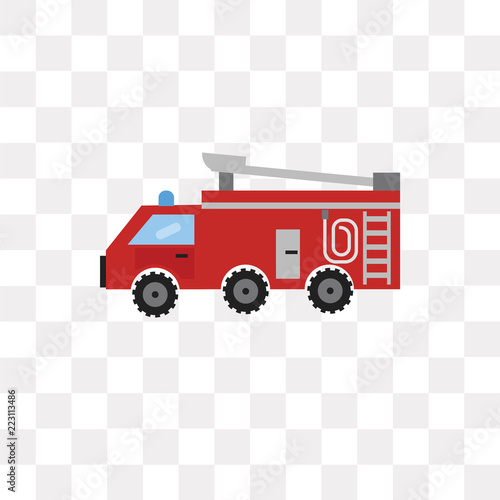 fire truck icon on transparent background. Modern icons vector illustration. Trendy fire truck icons