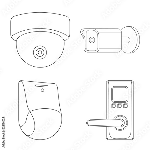 Vector design of cctv and camera symbol. Set of cctv and system stock vector illustration.