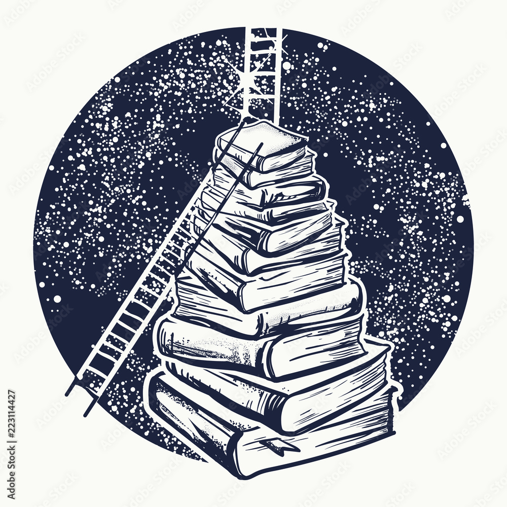 Stack Of Books Tattoo