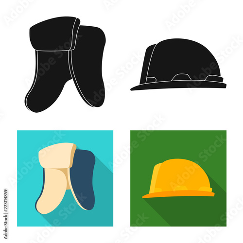 Vector illustration of headgear and cap icon. Collection of headgear and accessory stock symbol for web.