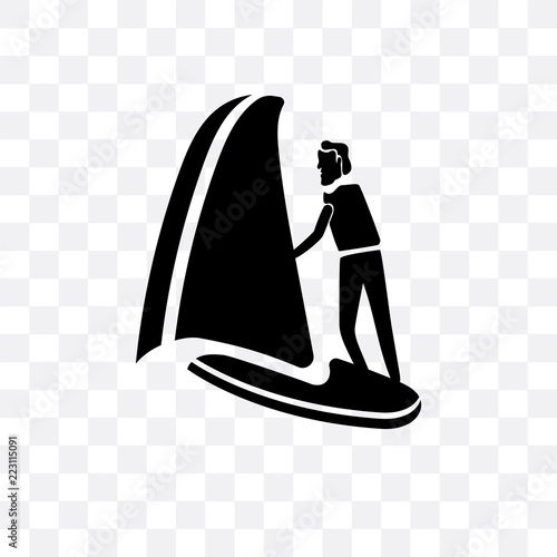 man windsurfing icon isolated on transparent background. Simple and editable man windsurfing icons. Modern icon vector illustration.