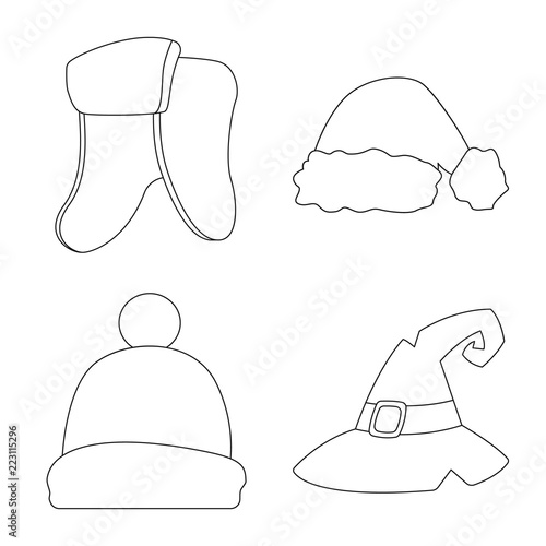 Isolated object of headgear and cap symbol. Collection of headgear and accessory stock vector illustration.