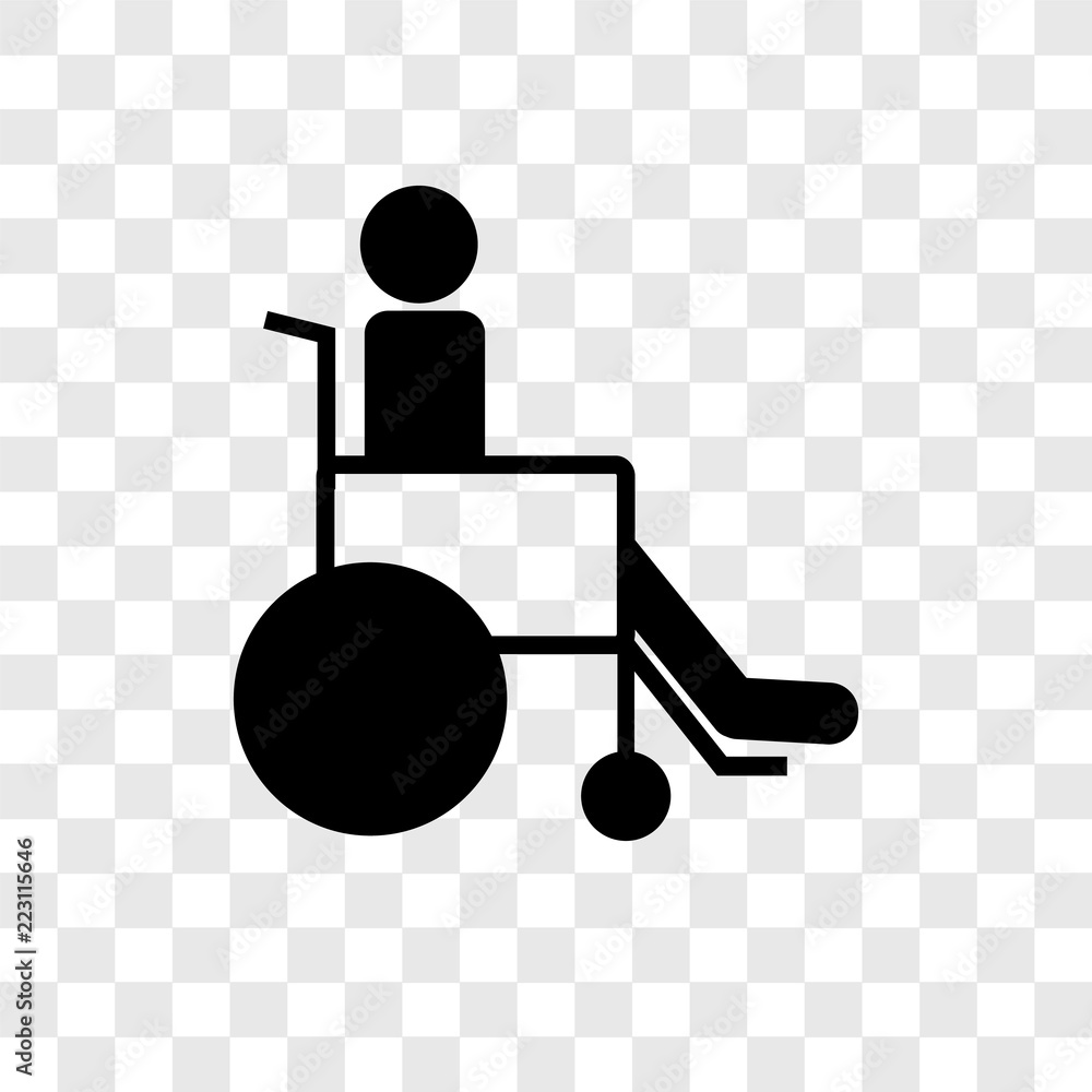 Wheelchair vector icon isolated on transparent background, Wheelchair
