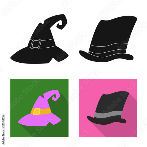 Vector design of headgear and cap sign. Set of headgear and accessory stock vector illustration.