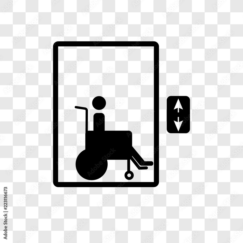 Wheelchair vector icon isolated on transparent background, Wheelchair
