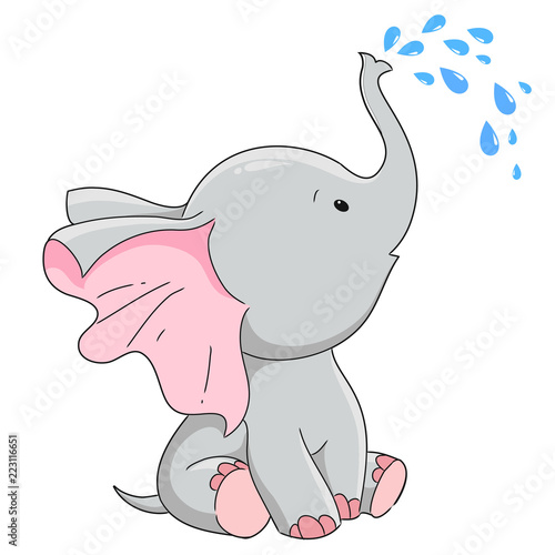 Hand drawn elephant cute character