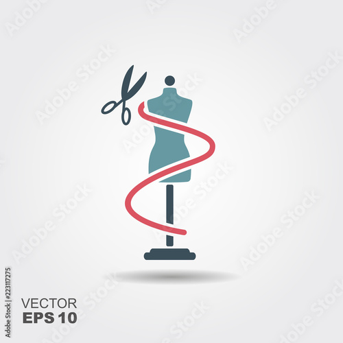 Sewing mannequin Icon in flat style isolated on grey background.