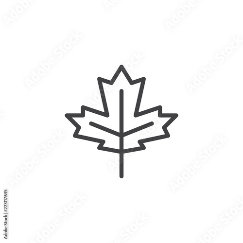 Maple leaf outline icon. linear style sign for mobile concept and web design. Autumn deciduous simple line vector icon. Symbol, logo illustration. Pixel perfect vector graphics