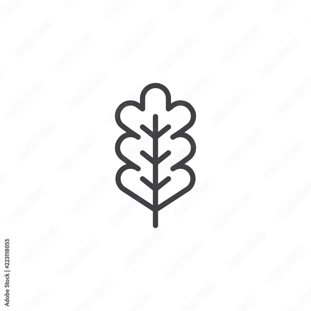 Oak leaf outline icon. linear style sign for mobile concept and web design. Autumn leaf simple line vector icon. Symbol, logo illustration. Pixel perfect vector graphics