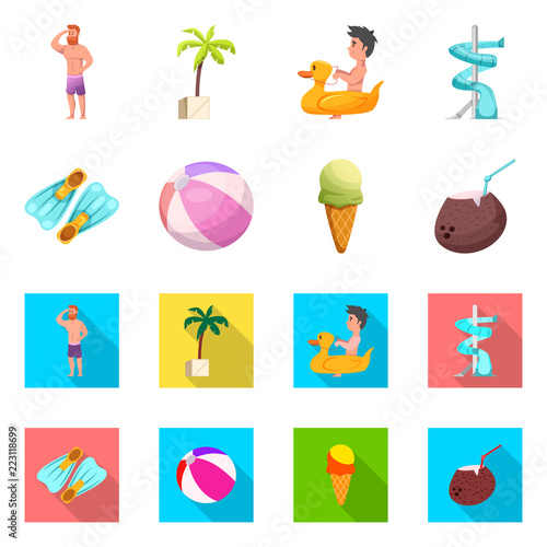Isolated object of pool and swimming icon. Collection of pool and activity stock vector illustration.