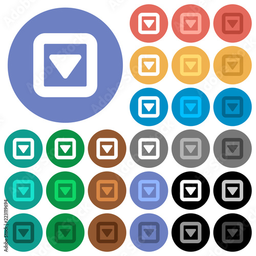 Toggle down round flat multi colored icons