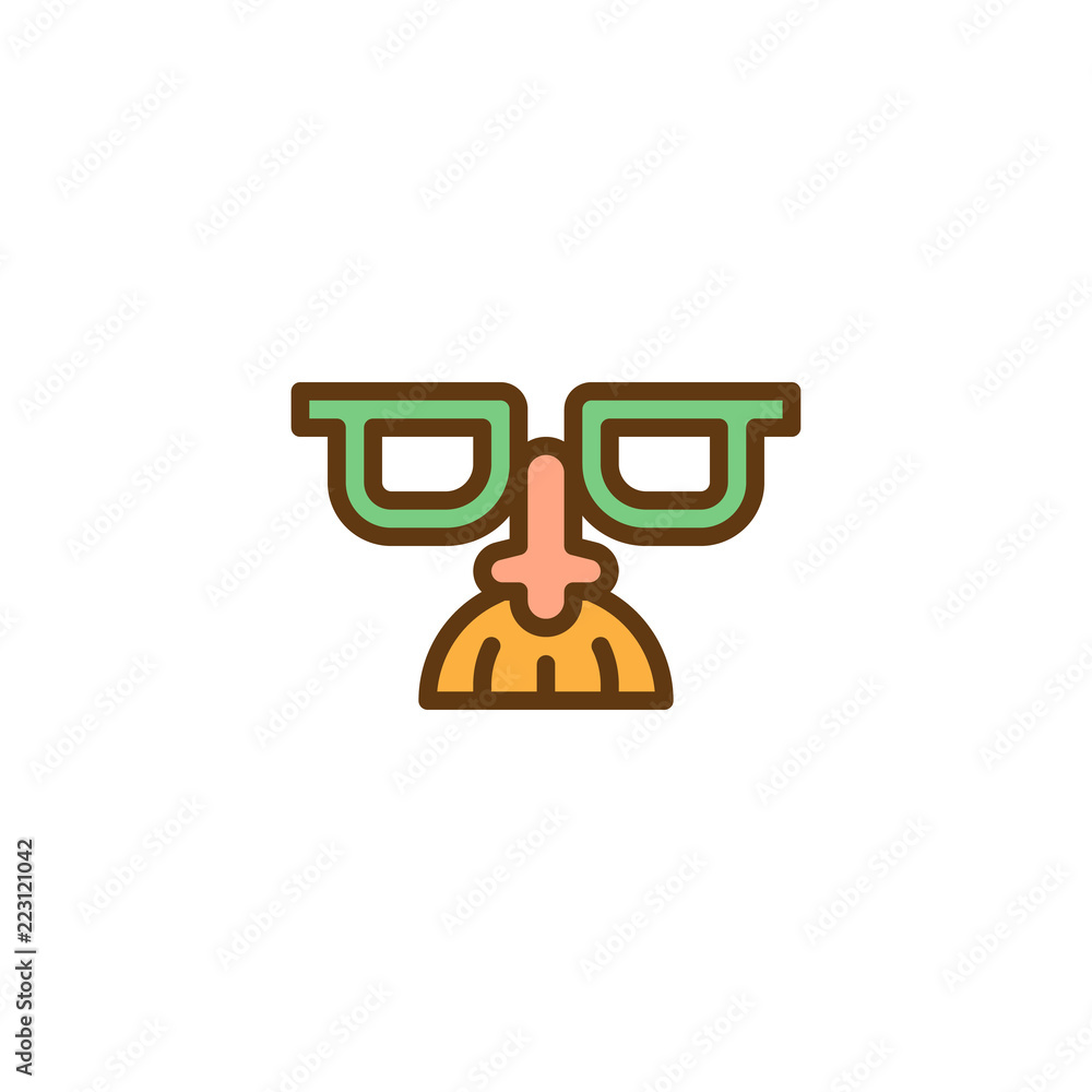 Glasses with mustache filled outline icon, line vector sign, linear colorful pictogram isolated on white. Party Mask symbol, logo illustration. Pixel perfect vector graphics Glasses with mustache filled outline icon, line vector sign, linear colorful pictogram isolated on white. Party Mask symbol, logo illustration. Pixel perfect vector graphics