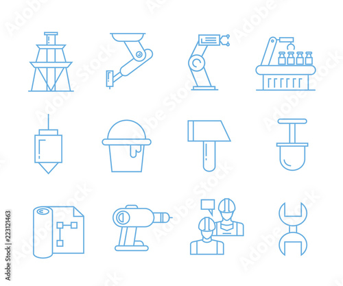 tool icons, blue outline icons