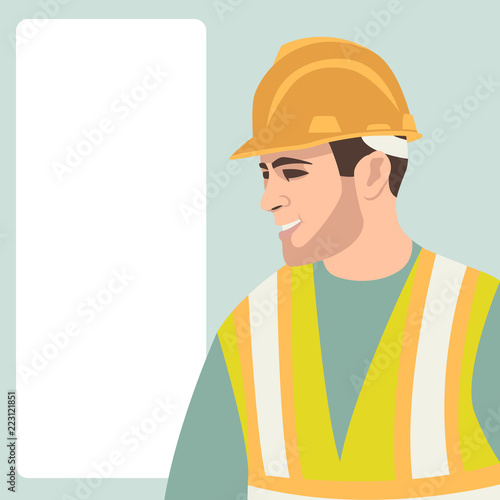 worker  vector illustration  front side  flat style 