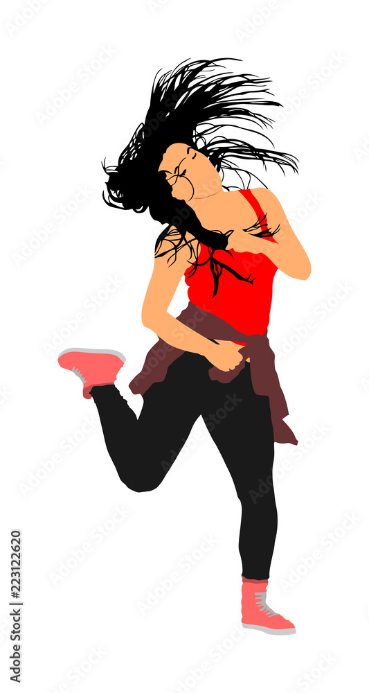 Modern style dancer girl vector illustration isolated on background. Woman  ballet performer. Sexy hip hop lady. Time out spectacle, cheerleader  performer dance. Sport support event. Urban fashion. Stock Vector | Adobe  Stock