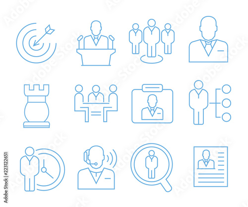 business management icons, outline icons