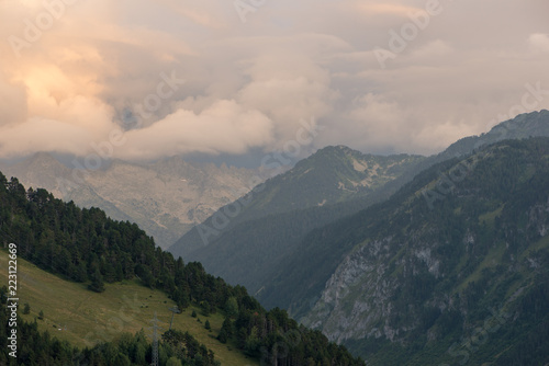 Cloudy sunset in the mountains of Valle de Aran