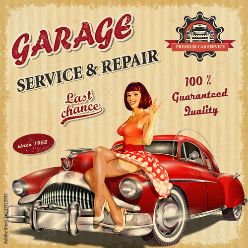 Vintage garage retro poster