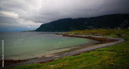 landscape view to Porsangerfjorden near Indre Billefjord village , Finnmark, Norway