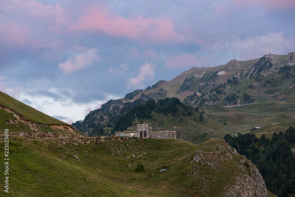 Cloudy sunset in the mountains of Valle de Aran