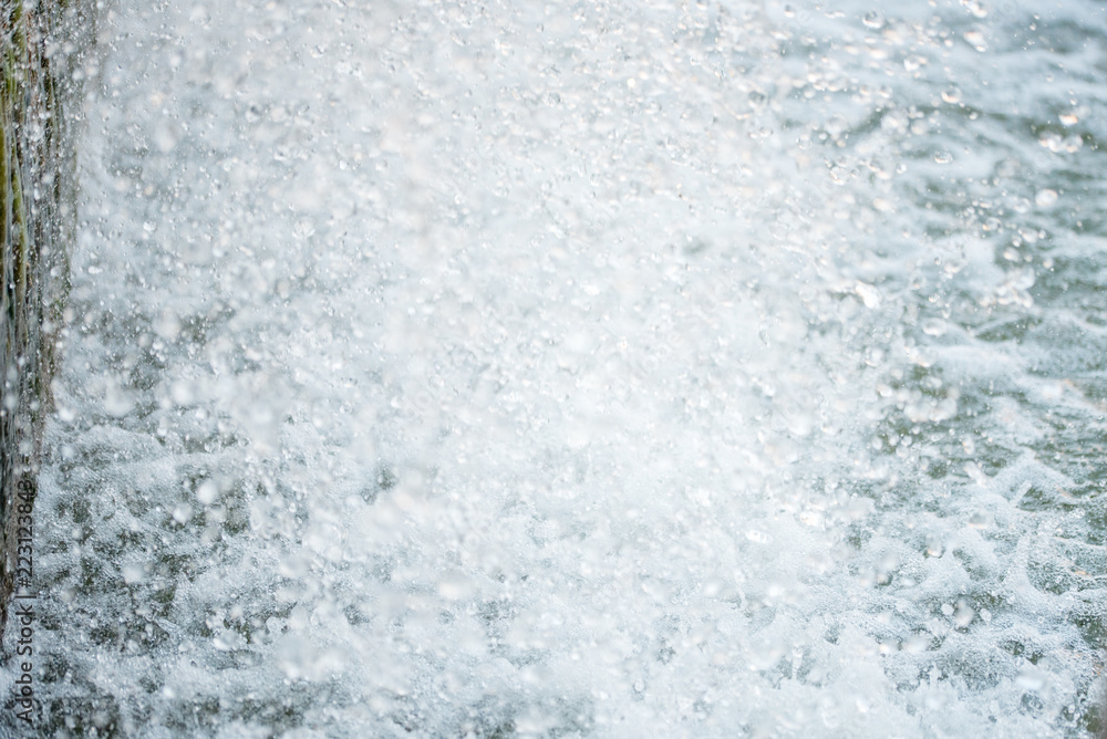 water droplet bouncing and splash, waterfall falling in a swimming pool,  abstract background, Sunny summer day. autumn soon. Stock Photo | Adobe  Stock