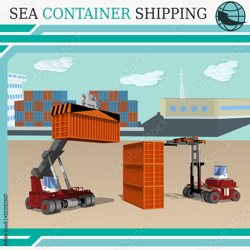 The logistics concept of sea container transportation