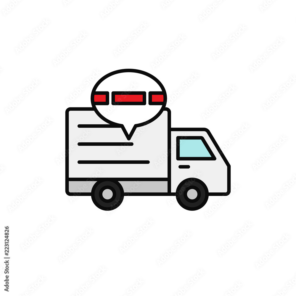 delivery truck traffic jam icon. shipment delay illustration. simple outline vector symbol design.
