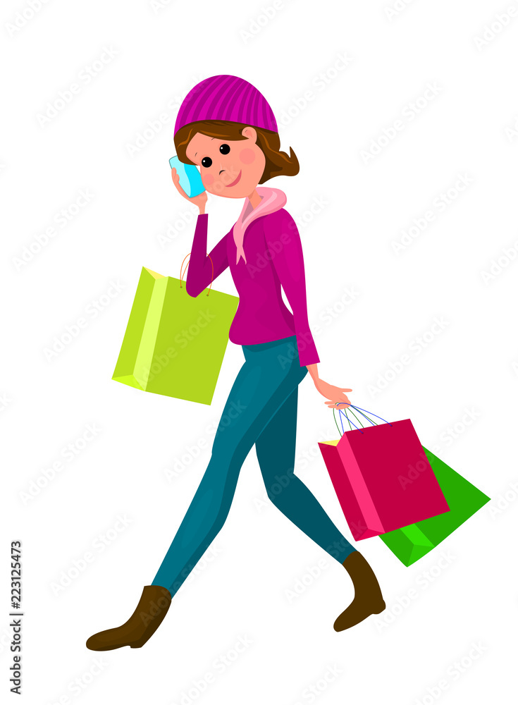 Young woman with shopping bags Young woman with shopping bags