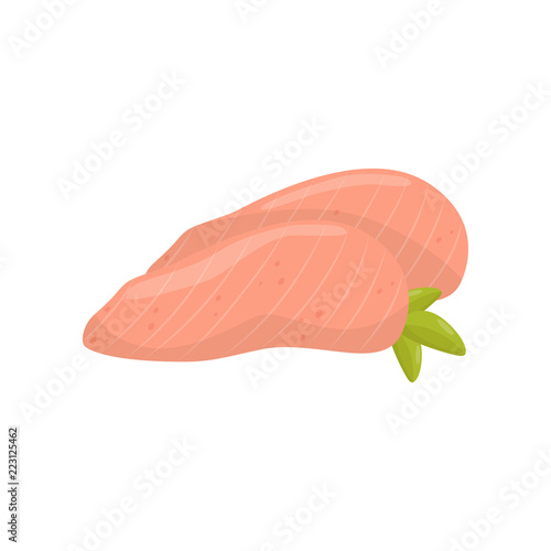 Fillet of chicken breast, healthy food vector Illustration on a white background
