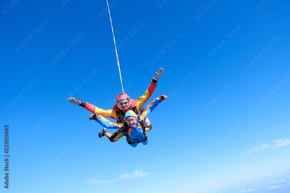 Skydiving. Tandem jump. Skydiving. Tandem jump.