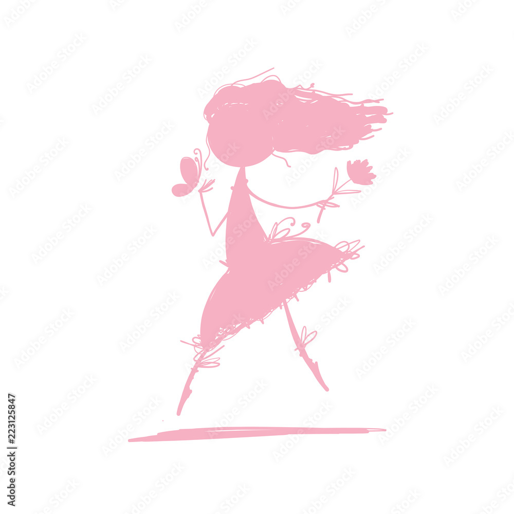 Cute little ballerina, silhouette for your design Cute little ballerina, silhouette for your design