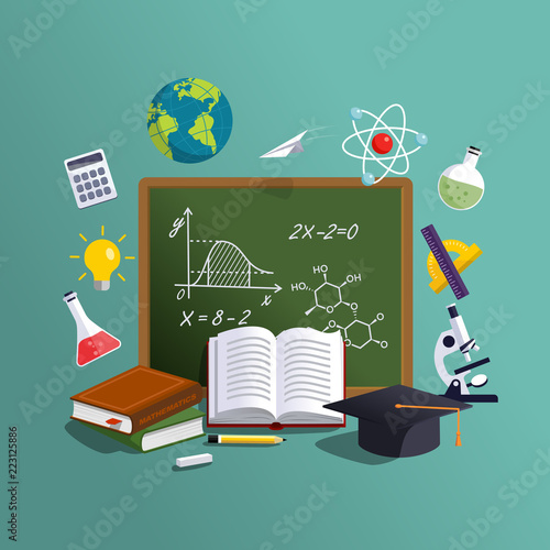 Classroom background. Education and learning concept. Student examination. Vector illustration.