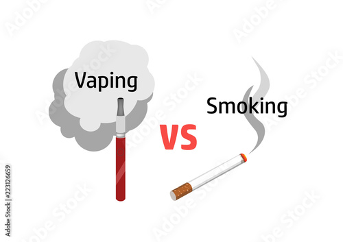 Vector image of vaping versus smoking