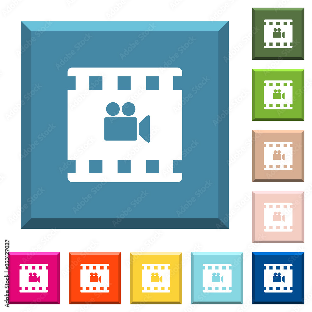 Movie filming white icons on edged square buttons Movie filming white icons on edged square buttons