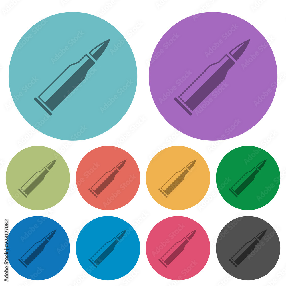 Bullet rifle ammo with gloss color darker flat icons Bullet rifle ammo with gloss color darker flat icons