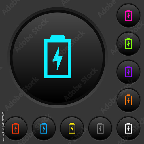 Battery with energy symbol dark push buttons with color icons