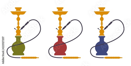 Hookah Silhouette Icons Vector Isolated. Flat illustration.