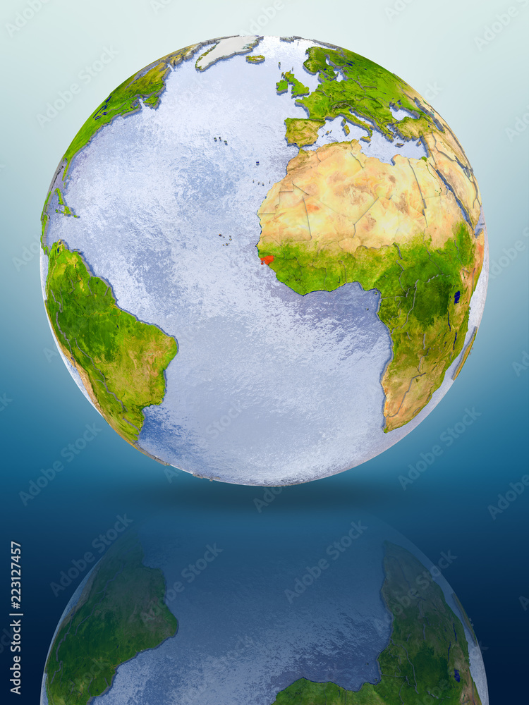 Fototapeta premium Guinea-Bissau on globe