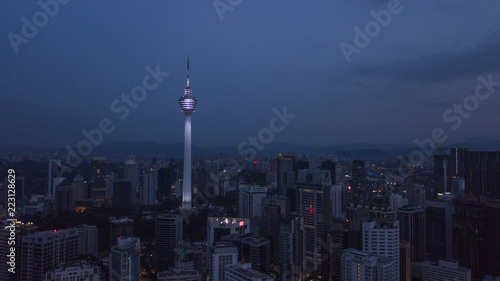 Photography Beautiful aerial view of kuala lumpur skyline in Malaysia