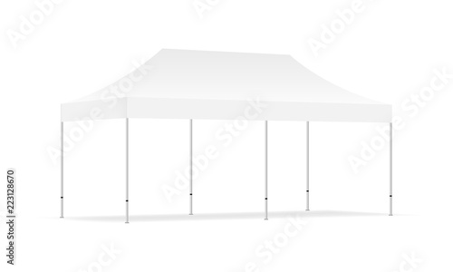 Empty rectangular outdoor canopy tent mock up - half side view. Vector illustration