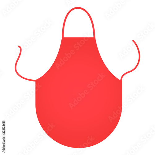 Red rounded apron mock up isolated on white background. Vector illustration