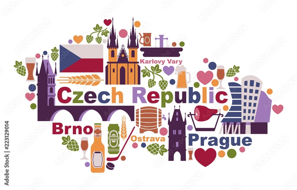 Symbols of the Czech Republic in the form of a map Symbols of the Czech Republic in the form of a map