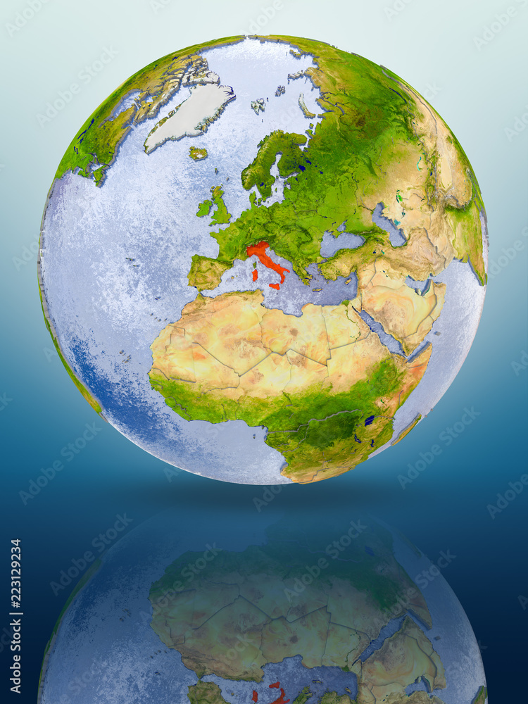 Fototapeta premium Italy on globe