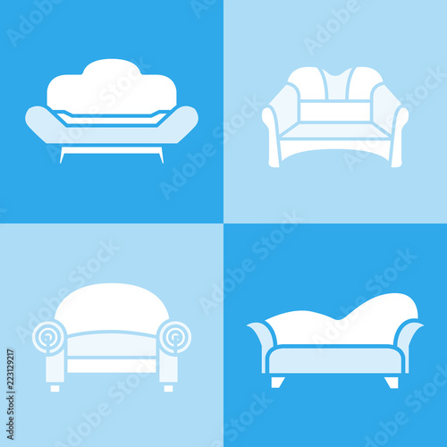 sofa and couch icons in blue