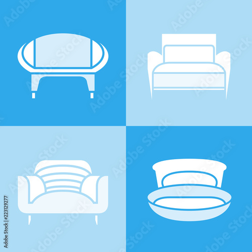 sofa and couch icons in blue