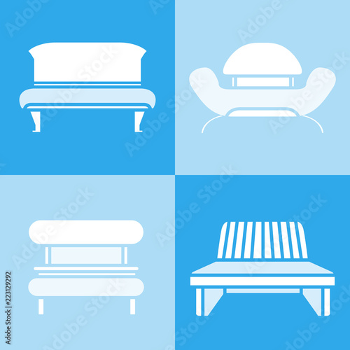 sofa and couch icons in blue